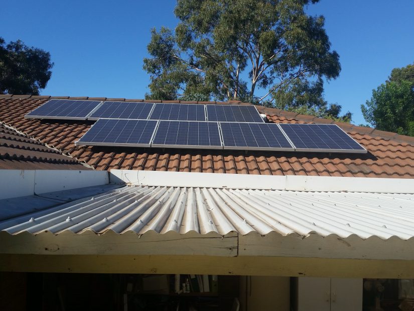 solar panels on sunny roof
