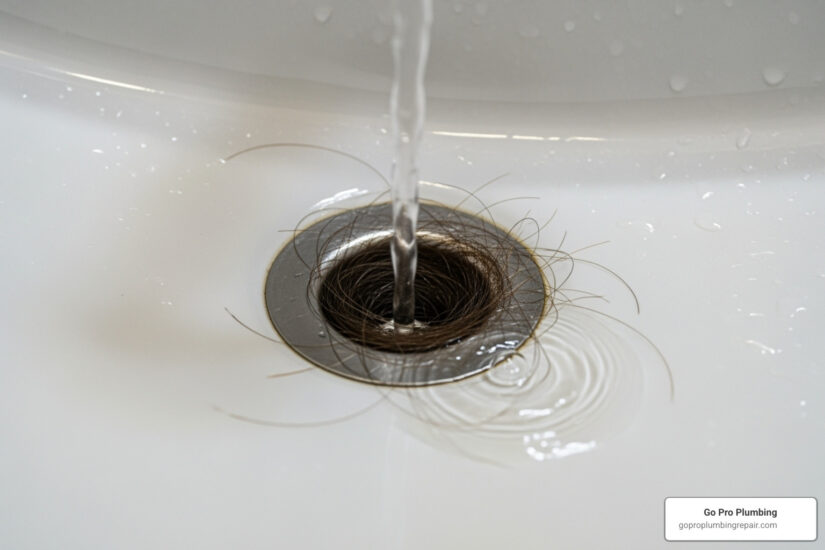 Hair in sink drain