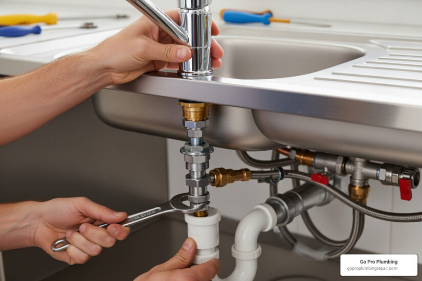 installing faucet in kitchen sink