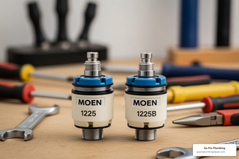 Moen 1225 and 1225B cartridges side by side faucet repair - difference between moen 1225 and 1225b