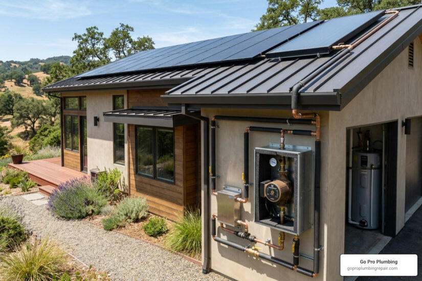 solar hot water recirculating pump system on eco-friendly home
