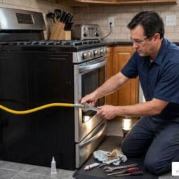 connect gas stove to gas line