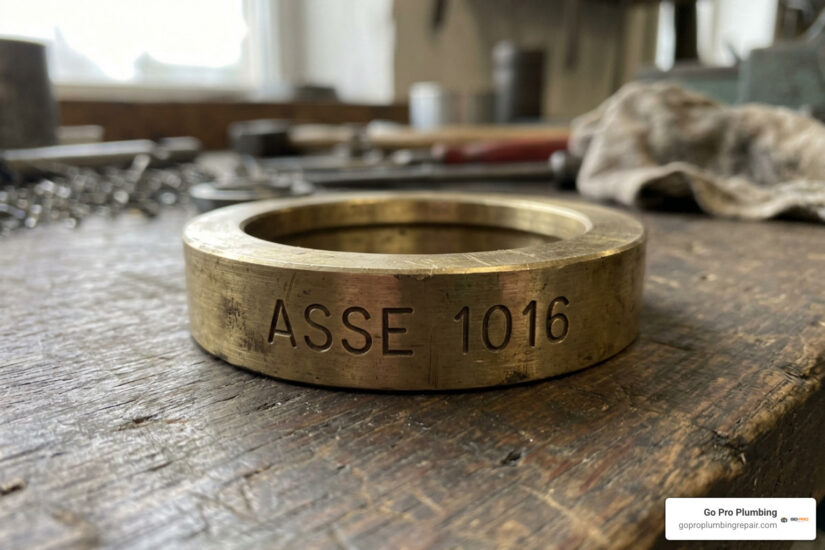 ASSE 1016 stamp on brass retaining ring
