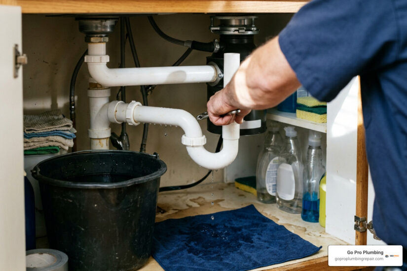 leaking P-trap under kitchen sink