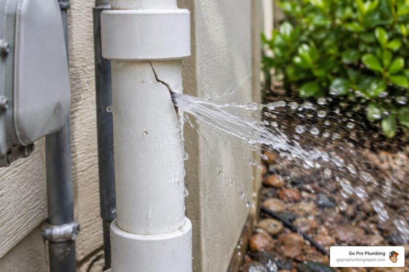 damaged PVC pipe leak